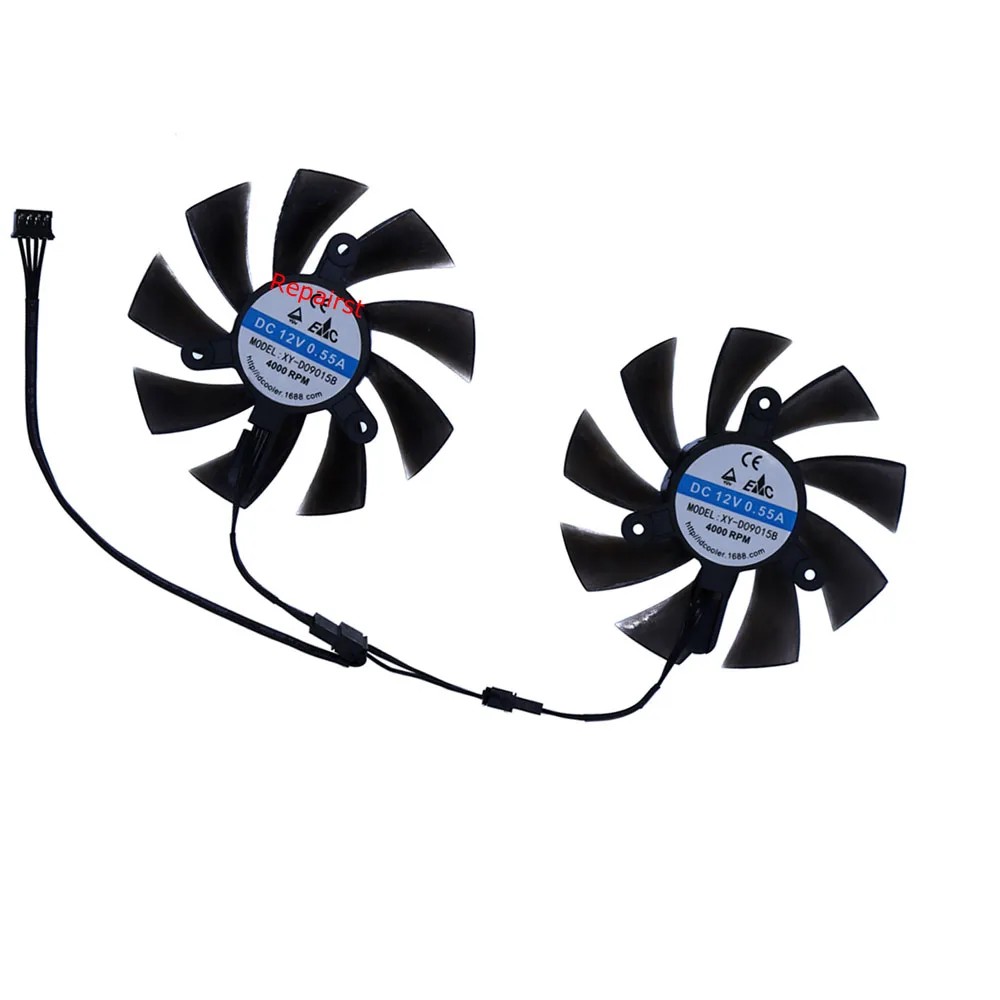 Rx 580 8Gb 2048Sp Gpu - 2ชิ้น/เซ็ต,พัดลมการ์ดกราฟิกตัวทำความเย็นสำหรับวิดีโอ GPU XY-D09015B ขนาดเส้นผ่านศูนย์กลาง85มม. สำหรับ Elsa